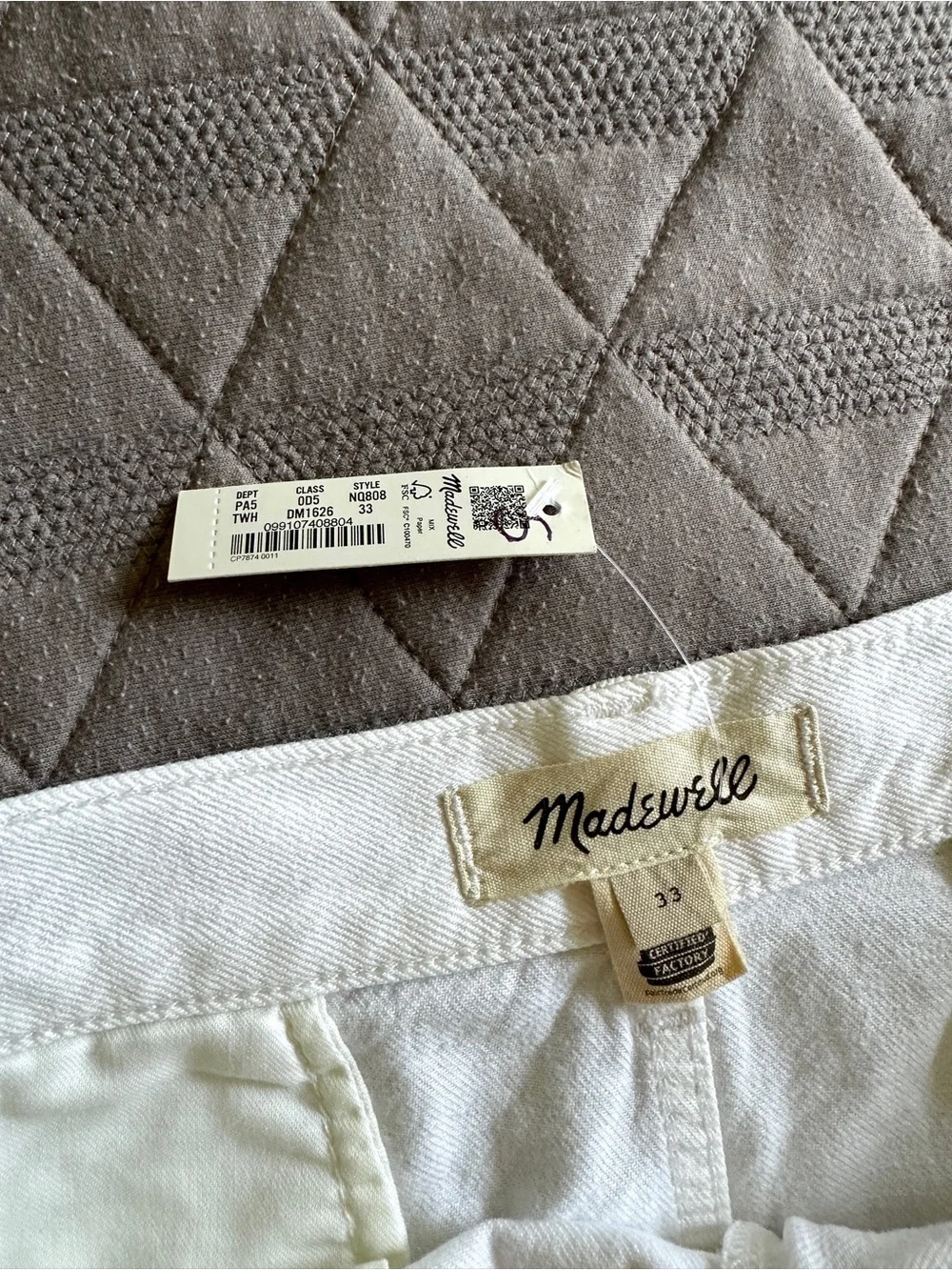 Madewell White Cotton Denim Pleated A-Line Mini Skirt NWT Size 33
